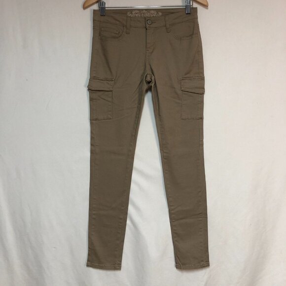 Beige Wax Jean Stretch Cargo Skinny Jeans Size 5 - Picture 4 of 11